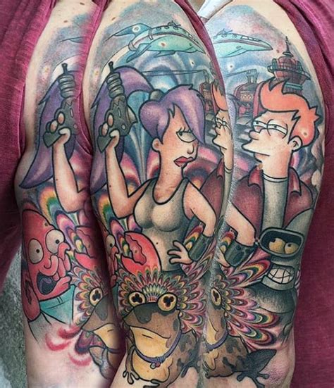 Looking for a creative way to cover up an old blackwhite tattoo on my arm with something from Futurama. . Futurama tattoo ideas